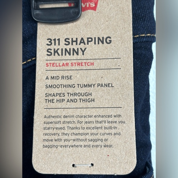 Levis 311 Shaping Skinny Jeans Womens 32x28 (33X28) Dark Wash Mid Rise Stretch - Picture 6 of 15